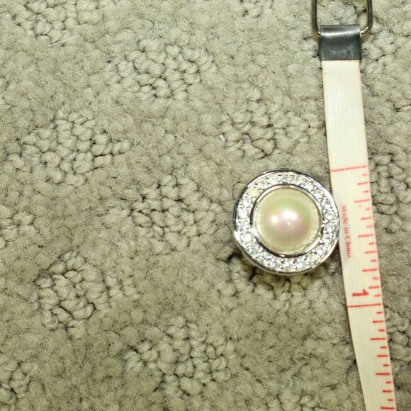 VTG Christian Dior Faux Pearl Rhinestone Silver Tone Clip On Earrings - Picture 2 of 4